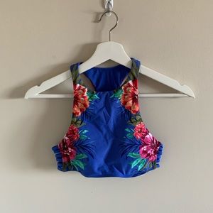 Hollister Floral High Neck Bathing Suit Top
